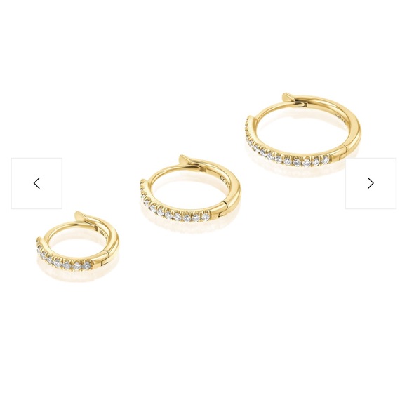 14k Gold Diamond Hoop Huggies - Picture 2 of 2